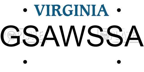 GSAWSSA Virginia License Plate