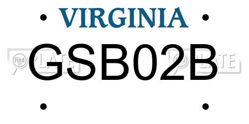 GSB02B Virginia License Plate