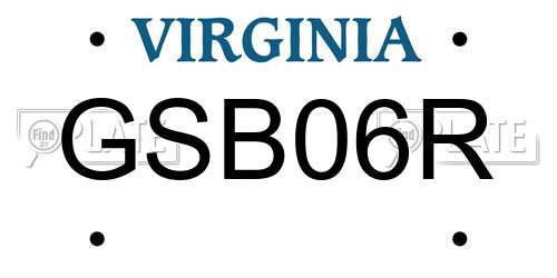 GSB06R Virginia License Plate
