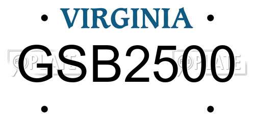 GSB2500 Virginia License Plate