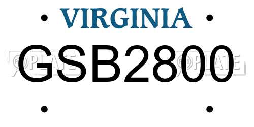 GSB2800 Virginia License Plate