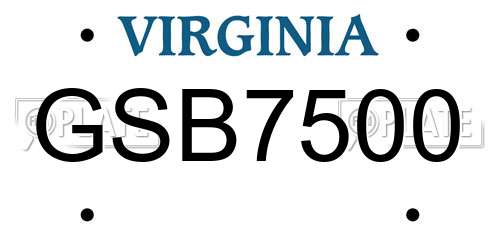 GSB7500 Virginia License Plate