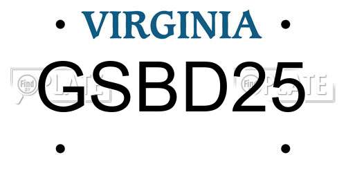 GSBD25 Virginia License Plate