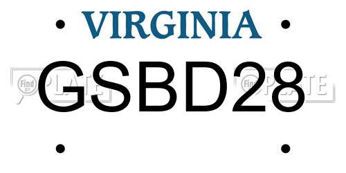 GSBD28 Virginia License Plate