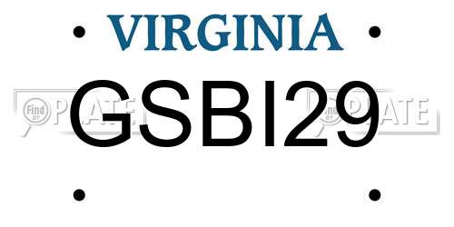 GSBI29 Virginia License Plate