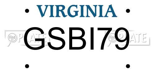 GSBI79 Virginia License Plate