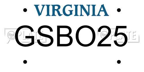 GSBO25 Virginia License Plate