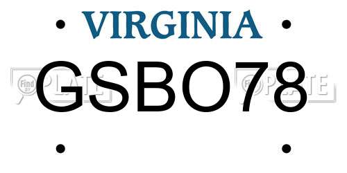 GSBO78 Virginia License Plate