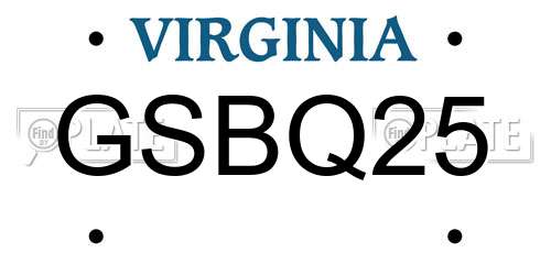 GSBQ25 Virginia License Plate