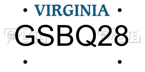 GSBQ28 Virginia License Plate
