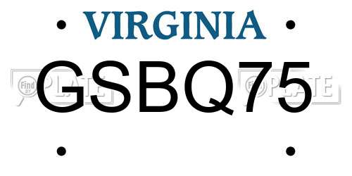 GSBQ75 Virginia License Plate
