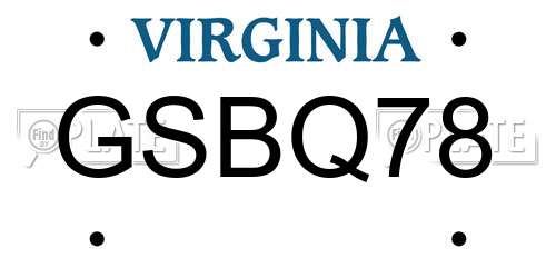 GSBQ78 Virginia License Plate