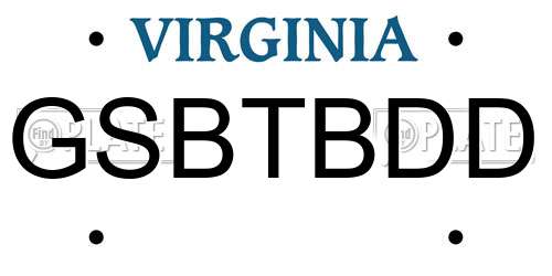 GSBTBDD Virginia License Plate