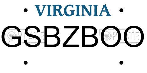GSBZBOO Virginia License Plate