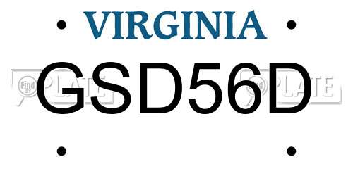 GSD56D Virginia License Plate