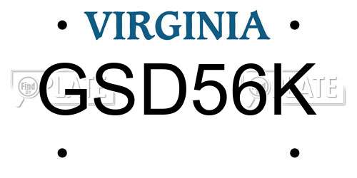 GSD56K Virginia License Plate
