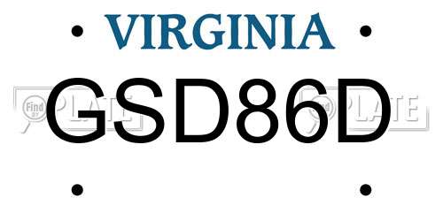 GSD86D Virginia License Plate