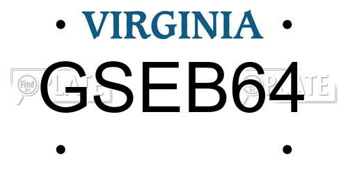 GSEB64 Virginia License Plate