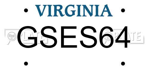 GSES64 Virginia License Plate