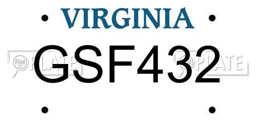 GSF432 Virginia License Plate