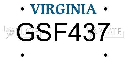 GSF437 Virginia License Plate