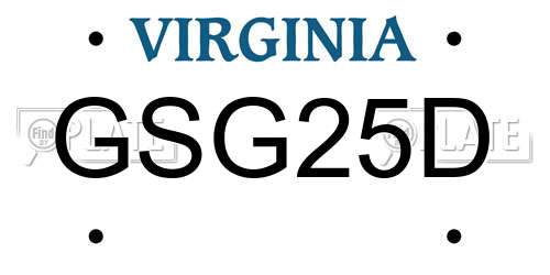 GSG25D Virginia License Plate