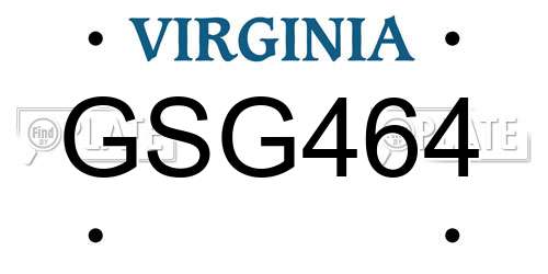 GSG464 Virginia License Plate