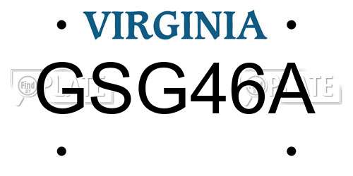 GSG46A Virginia License Plate
