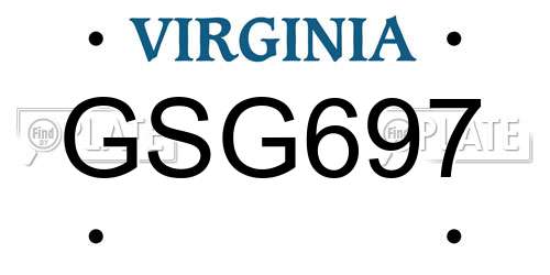 GSG697 Virginia License Plate