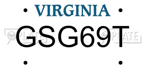 GSG69T Virginia License Plate