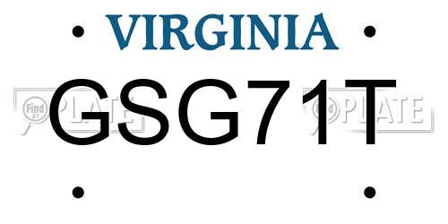 GSG71T Virginia License Plate