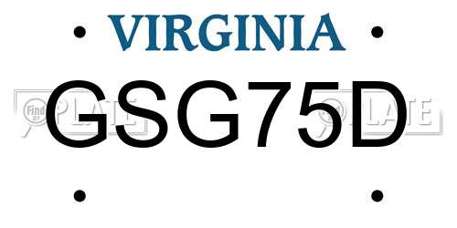 GSG75D Virginia License Plate