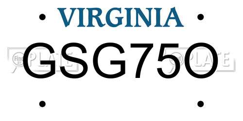 GSG75O Virginia License Plate