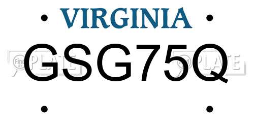 GSG75Q Virginia License Plate