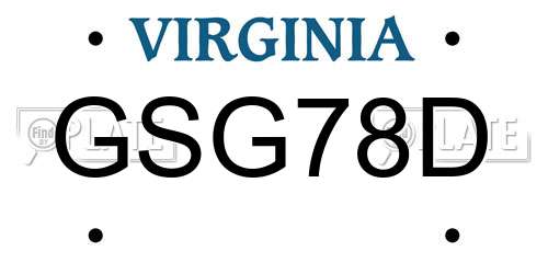 GSG78D Virginia License Plate