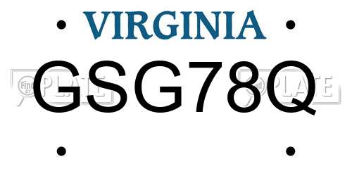 GSG78Q Virginia License Plate