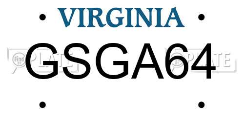 GSGA64 Virginia License Plate