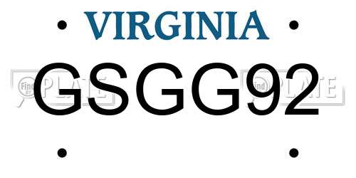 GSGG92 Virginia License Plate