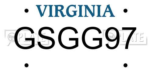 GSGG97 Virginia License Plate