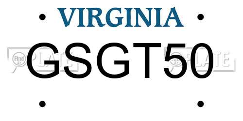 GSGT50 Virginia License Plate