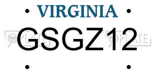 GSGZ12 Virginia License Plate