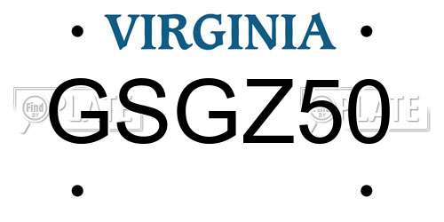 GSGZ50 Virginia License Plate