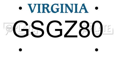 GSGZ80 Virginia License Plate