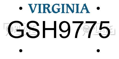 GSH9775 Virginia License Plate