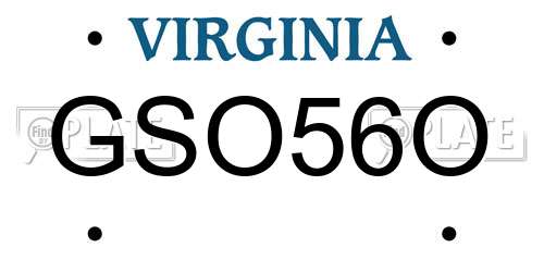 GSO56O Virginia License Plate