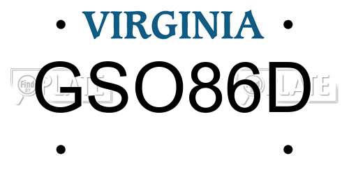 GSO86D Virginia License Plate