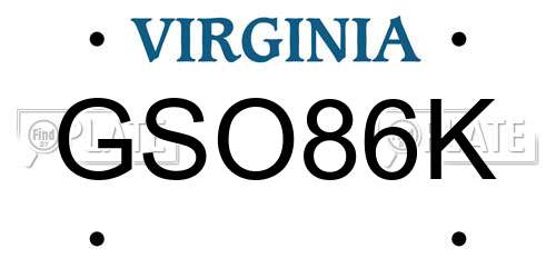 GSO86K Virginia License Plate