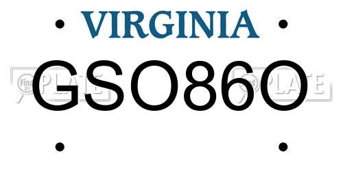 GSO86O Virginia License Plate