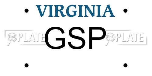 GSP Virginia License Plate