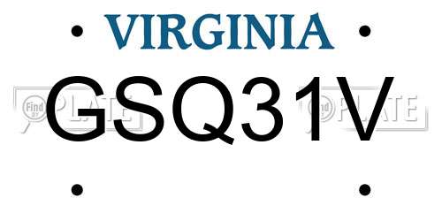 GSQ31V Virginia License Plate